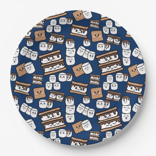 Niedlich Smores Marshmallow Illustration Pappteller (Vorderseite)