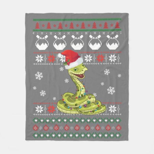 Niedlich Snake Ugly Sweater Christmas Light Pajama Fleecedecke (Vorderseite)