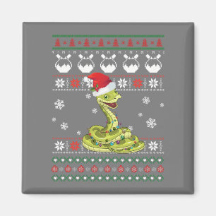 Niedlich Snake Ugly Sweater Christmas Light Pajama Magnet