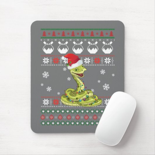 Niedlich Snake Ugly Sweater Christmas Light Pajama Mousepad (Mit Mouse)