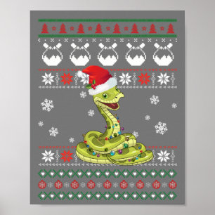 Niedlich Snake Ugly Sweater Christmas Light Pajama Poster