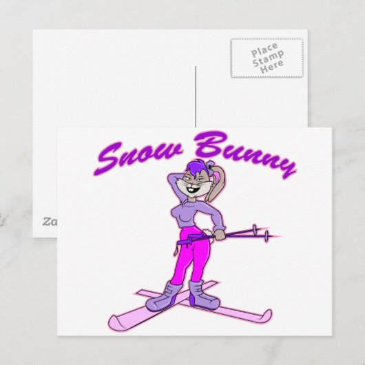 Niedlich Snow Bunny Postkarte (Vorne/Hinten)