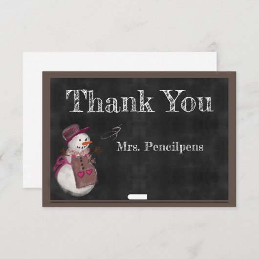 Niedlich Snow Girl Chalkboard Vielen Dank Lehrer Dankeskarte (Vorne/Hinten)