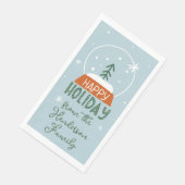 Niedlich Snow Globe Happy Holiday Light Blue Serviette (Ecke)