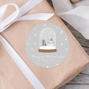 Niedlich Snow Globe Snowman Happy Holidays Weihnac Runder Aufkleber