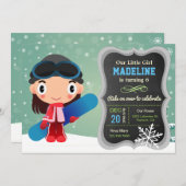 Niedlich Snowboard Girl Geburtstagsparty Einladung (Vorne/Hinten)