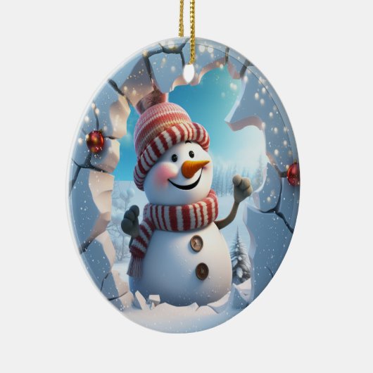 Niedlich Snowman 3D Keramik Ornament (Rechts)