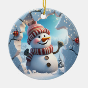 Niedlich Snowman 3D Keramik Ornament