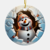 Niedlich Snowman 3D Keramik Ornament (Vorne)