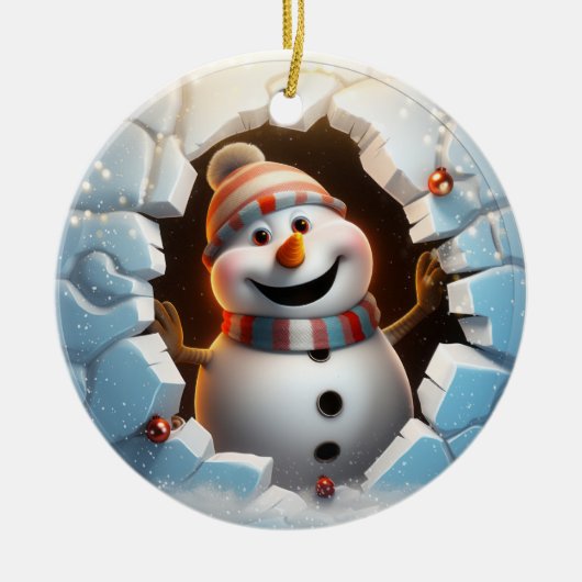 Niedlich Snowman 3D Keramik Ornament (Vorne)