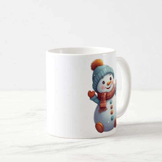 Niedlich Snowman Aquamarin Orange Winter Kaffeepau Kaffeetasse (VorderseiteRechts)