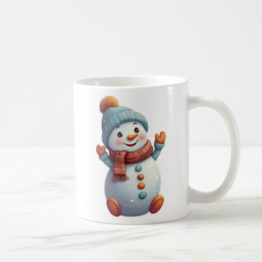 Niedlich Snowman Aquamarin Orange Winter Kaffeepau Kaffeetasse (Rechts)