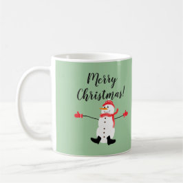 Niedlich Snowman auf Sage Green Frohe Weihnachten Kaffeetasse