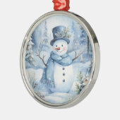 Niedlich Snowman Blue Hat und Scarf Blume Ornament Aus Metall (Links)