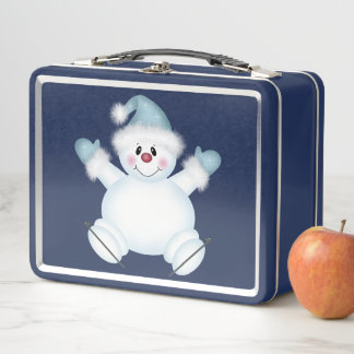 Niedlich Snowman Blue Metal Lunch Box