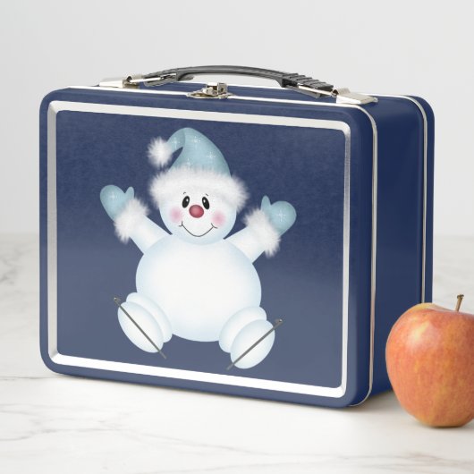 Niedlich Snowman Blue Metal Lunch Box (Beispiel)