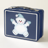 Niedlich Snowman Blue Metal Lunch Box (Rückseite)