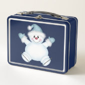 Niedlich Snowman Blue Metal Lunch Box (Vorderseite)