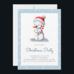 Niedlich Snowman Candy Cane Weihnachts-Party Einladung<br><div class="desc">Minimalistische blaue Weihnachtseinladung mit einer Illustration eines Schneemanns mit einem Zuckerrohr. Personalisieren Sie den Text mit Ihren eigenen Informationen. Illustriert und entworfen von Patricia Alvarez.</div>