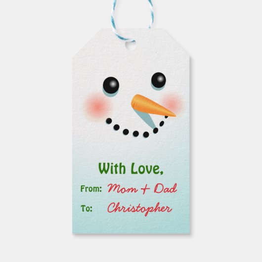 Niedlich Snowman Cartoon Geschenkanhänger (Rückseite)