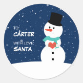 Niedlich Snowman Childrens Weihnachtsgeschenk Runder Aufkleber (Vorderseite)