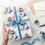 Niedlich Snowman Christmas Aquarellbild Geschenkpapier<br><div class="desc">Modernes,  farbenfrohes Verpackungspapier mit einer niedlichen Aquarellbilderin mit fröhlichem Schneemobil-Wintermuster auf weißem Schnee,  Perfekt für die Verpackung eines coolen Geschenkes für Weihnachten oder andere Winterferien.</div>