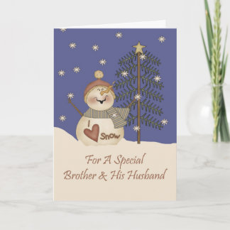 Niedlich Snowman Christmas Brother & Husband Feiertagskarte