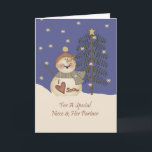 Niedlich Snowman Christmas Niece & Partner Feiertagskarte<br><div class="desc">karte</div>