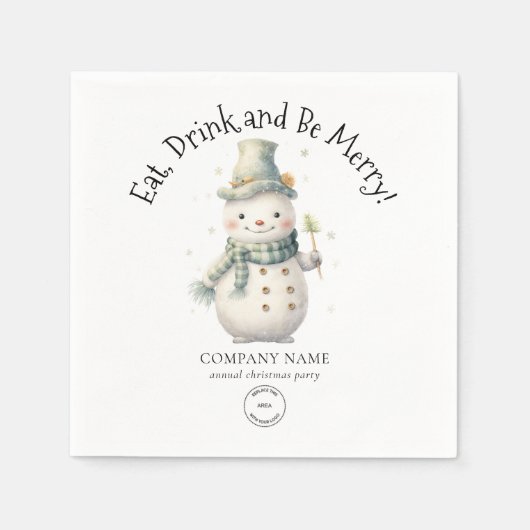 Niedlich Snowman Company Logo Weihnachts-Party Serviette (Vorderseite)