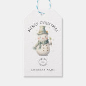 Niedlich Snowman Company Name Logo Frohe Weihnacht Geschenkanhänger (Vorderseite)