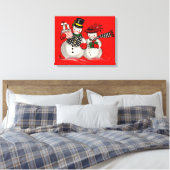 Niedlich Snowman Couple Leinwanddruck (Insitu (Schlafzimmer))