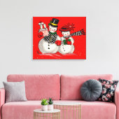 Niedlich Snowman Couple Leinwanddruck (Insitu (Wohnzimmer))