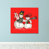 Niedlich Snowman Couple Leinwanddruck (Insitu (Holzboden))