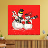 Niedlich Snowman Couple Leinwanddruck (Insitu (Wohnzimmer))