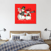 Niedlich Snowman Couple Leinwanddruck (Insitu (Schlafzimmer))