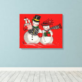 Niedlich Snowman Couple Leinwanddruck (Insitu (Holzboden))