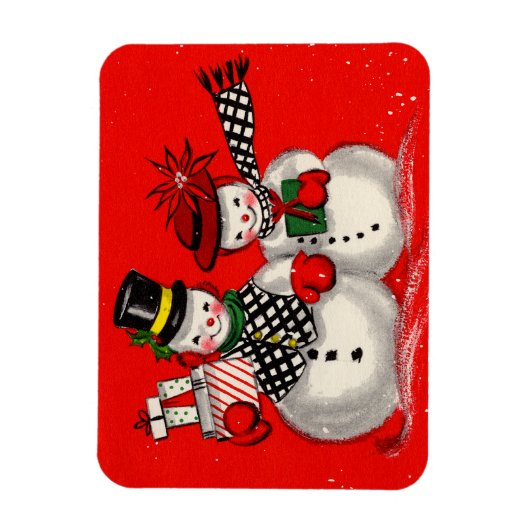 Niedlich Snowman Couple Magnet (Vertikal)