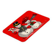 Niedlich Snowman Couple Magnet (Linke Seite)