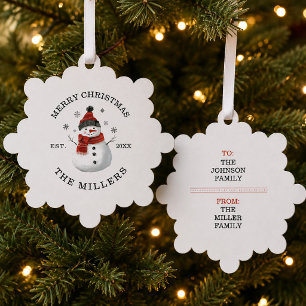 Niedlich Snowman Custom Christmas Ornament Karte