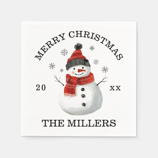 Niedlich Snowman Custom Christmas Serviette (Vorderseite)