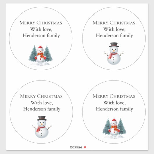 Niedlich Snowman Custom-Cut Vinyl Sticker (Blatt)