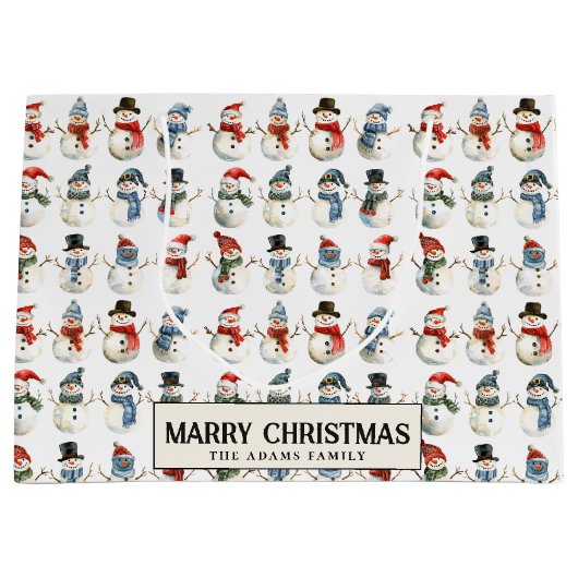 Niedlich Snowman Custom Frohe Weihnachten Große Geschenktüte (Vorderseite)