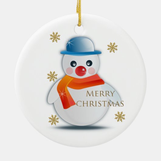 Niedlich Snowman Custom Keramik Ornament (Hinten)