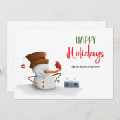 Niedlich Snowman Dance Radio Weihnachtsfeiertage Feiertagskarte (Vorne/Hinten)
