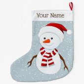 Niedlich Snowman Design Weihnachts-Strumpf Großer Weihnachtsstrumpf (Rückseite)