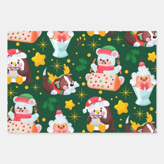 Niedlich Snowman Dog Weihnachten Geschenkpapier Set (Vorderseite)