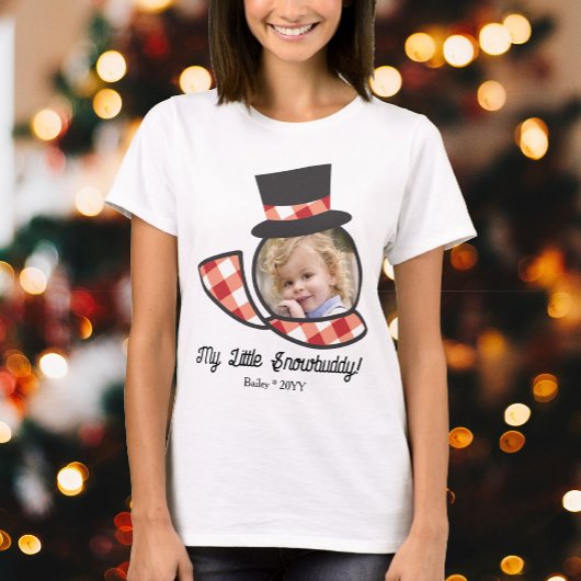 Niedlich Snowman Face Custom Foto Snowbuddy T-Shirt