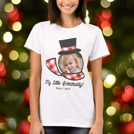 Niedlich Snowman Face Custom Foto Snowbuddy T-Shirt