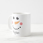 Niedlich Snowman Face - individuelle Name Kaffeetasse (Vorderseite Links)