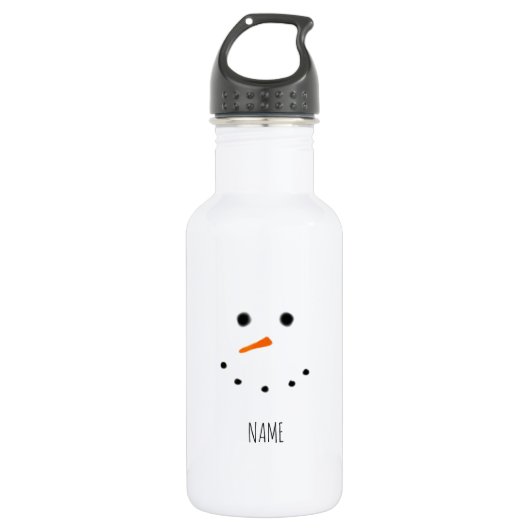 Niedlich Snowman Face Personalisiert Kid's Edelstahlflasche (Vorderseite)